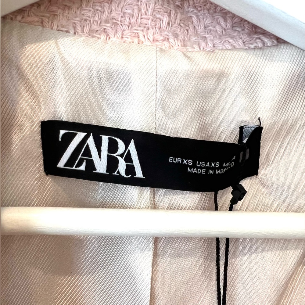 NWT Zara Pink Textured Weave Coat XS - Picture 6 of 6